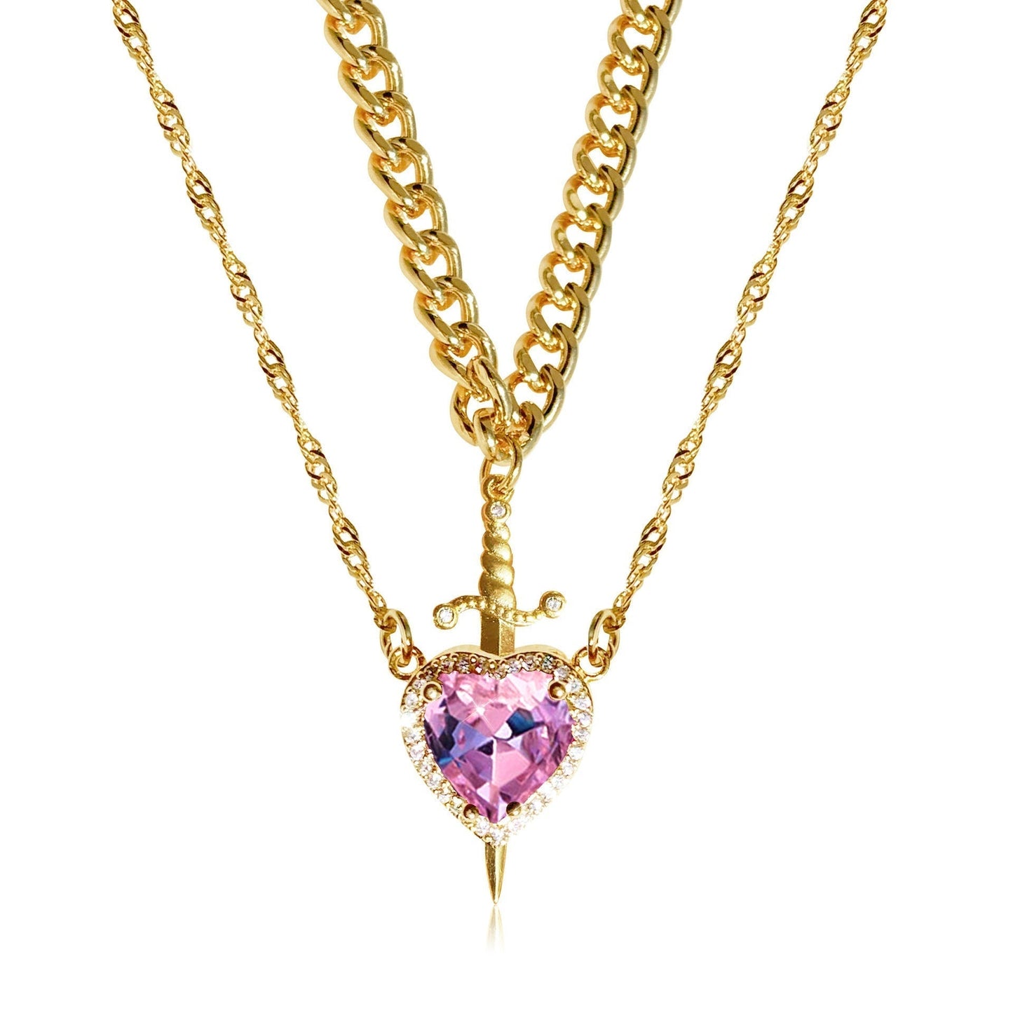Heart & Dagger Necklace Set